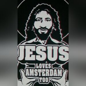 vintage Jesus Loves Amsterdam t-shirt europ pot ganja vacation souvenir
